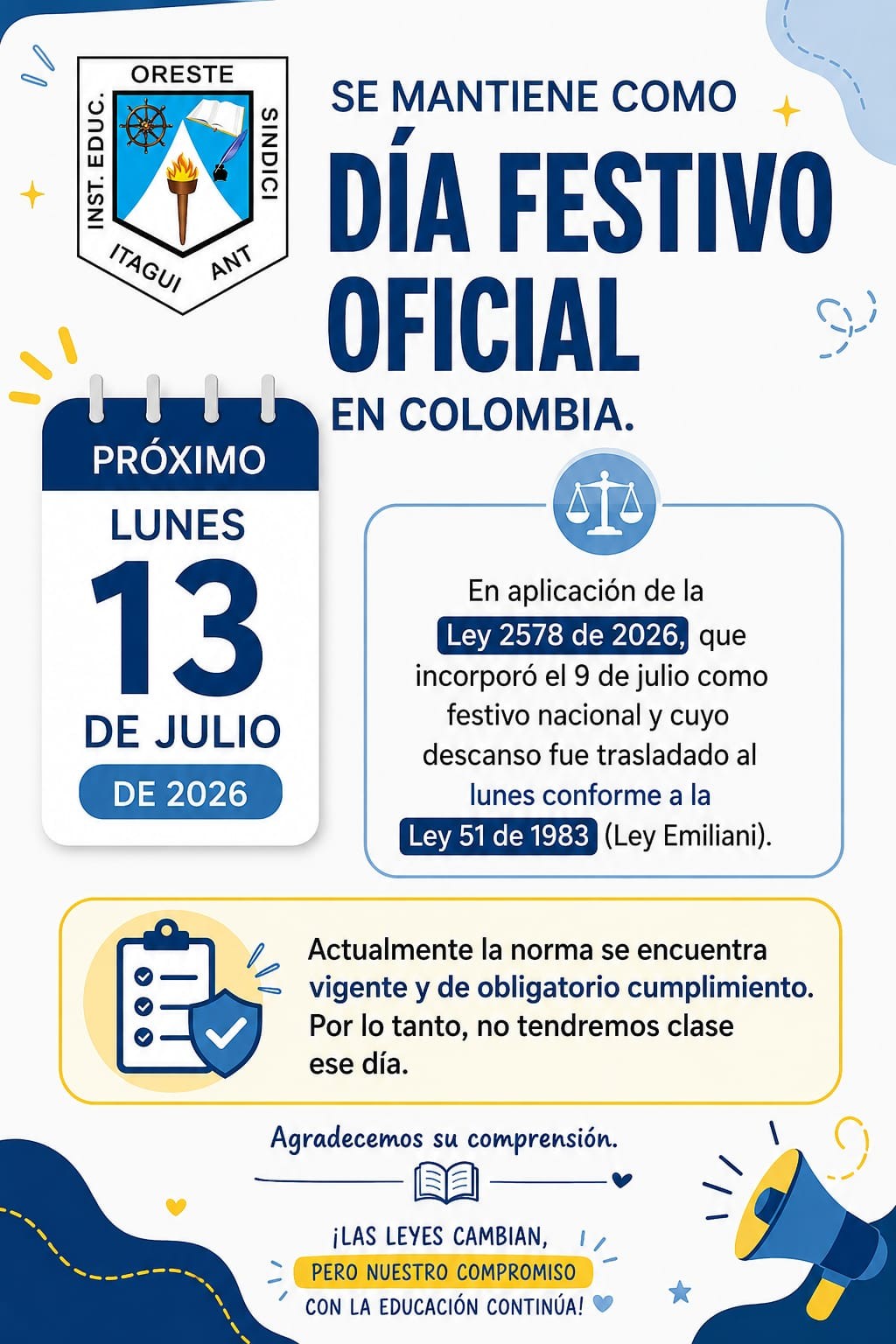 Festivo 13 julio